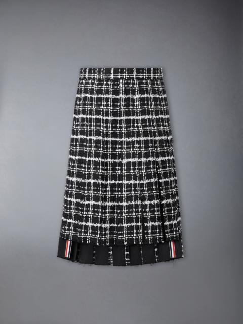 Thom Browne RIBBON TWEED PLEATED SKIRT WITH FRAY EDGE