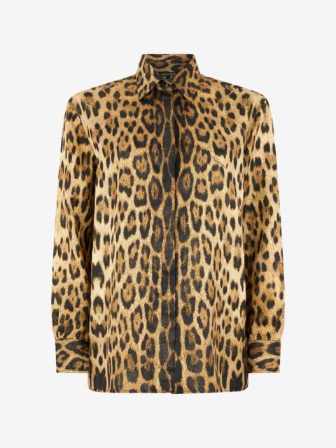 Roberto Cavalli Silk Shirt with Jaguar Print