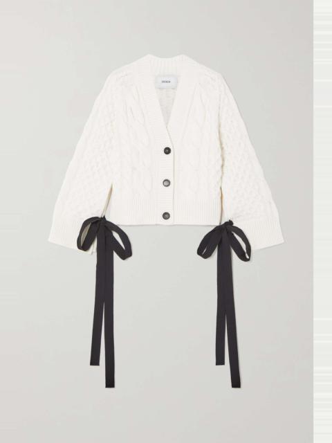 Erdem Agatha tie-detailed cable-knit cardigan