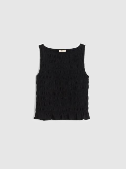 Madewell Smocked Boatneck Sleeveless Top