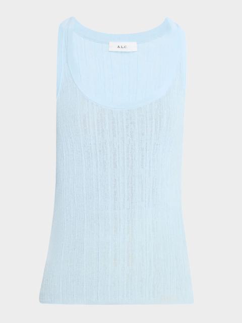 A.L.C. Iris Striped Scoop-Neck Tank Top