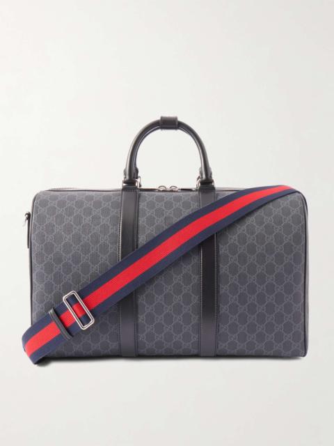 GUCCI GG Leather-Trimmed Monogrammed Supreme Coated-Canvas Duffle Bag