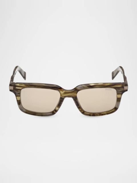 ZEGNA Men's EZ0312 Acetate Square Sunglasses