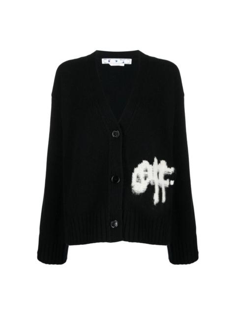 Off-White (WMNS) Off-White Logo Intarsia Cardigan 'Black White' OWHB031F22KNI0011001