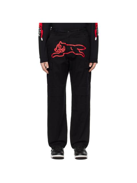 ICECREAM Black Running Dog Cargo Pants