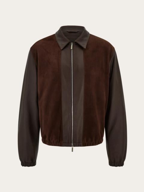 FERRAGAMO Deerskin leather and suede blouson