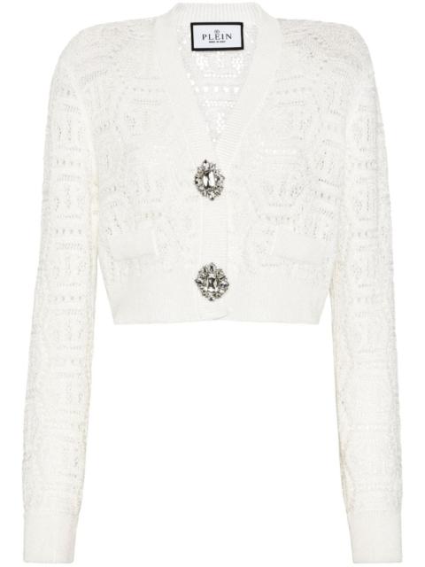 PHILIPP PLEIN monogram crochet-knit cardigan