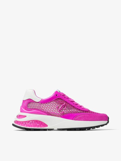 JIMMY CHOO Memphis Lace Up/F
Fuchsia Fishnet Mesh and Leather Low Top Trainers