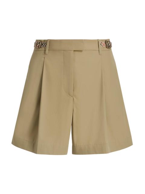 Burberry Women's Raina Check-Trim Cotton Poplin Shorts - Sparrow Beige