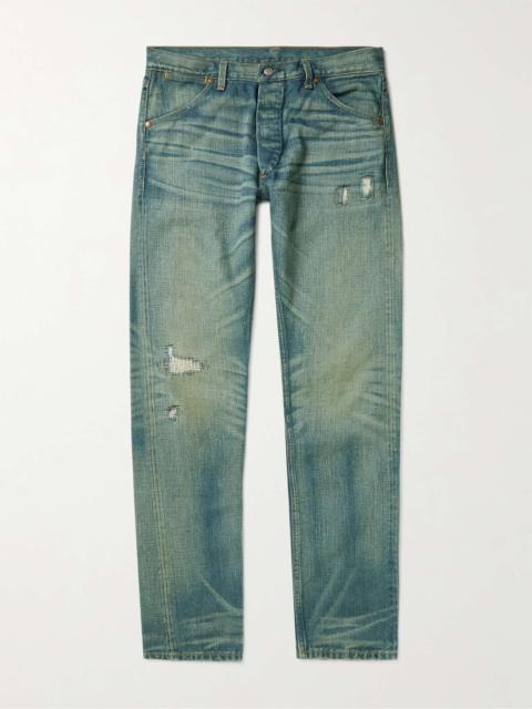 Slim-Fit Distressed Selvedge Jeans