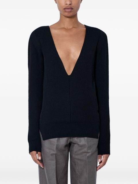 Rick Owens ribbed-knit V-neck sweater
