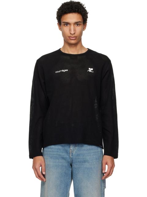 courrèges Black Printed Mesh T-shirt