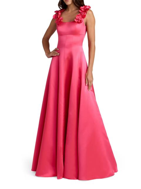 MAC DUGGAL Women's Embellished Satin Square-Neck Gown - Hot Pink