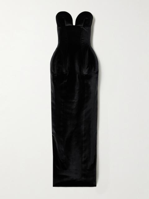 MÔNOT Strapless Velvet Gown