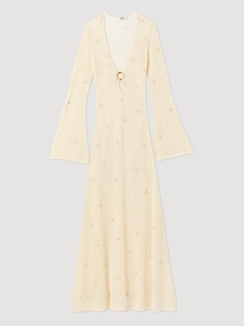 Sandro Long mesh sequin dress