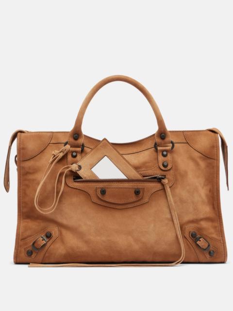 BALENCIAGA Le City Medium suede top-handle bag