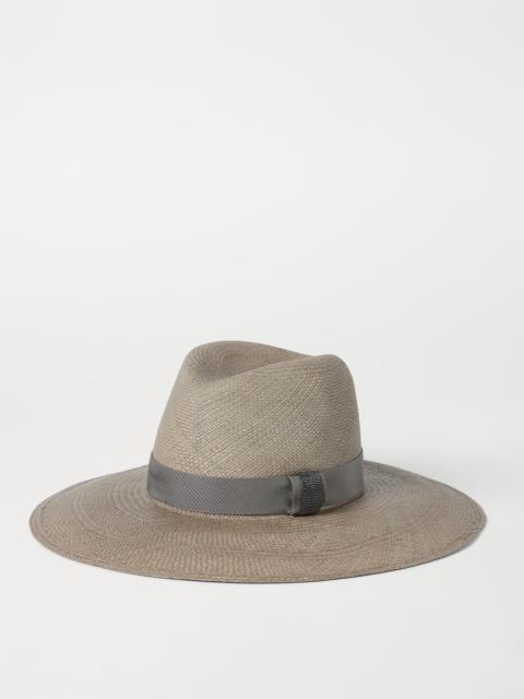 Brunello Cucinelli Straw fedora with precious leather band