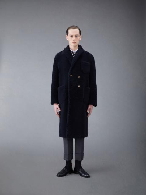 Thom Browne Dyed Shearling Double Breasted Sack Overcoat