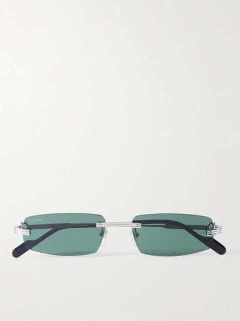 Cartier Rimless Rectangular-Frame Silver-Tone Sunglasses