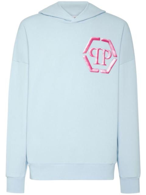 PHILIPP PLEIN logo-embroidered cotton hoodie