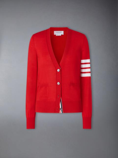 Thom Browne MERINO WOOL 4-BAR RELAXED FIT V-NECK CARDIGAN