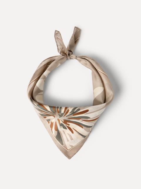 Brunello Cucinelli Silk bloom print pongee foulard