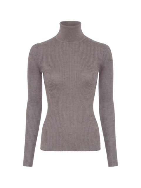 GABRIELA HEARST Peppe Knit Turtleneck in Walnut Cashmere Silk