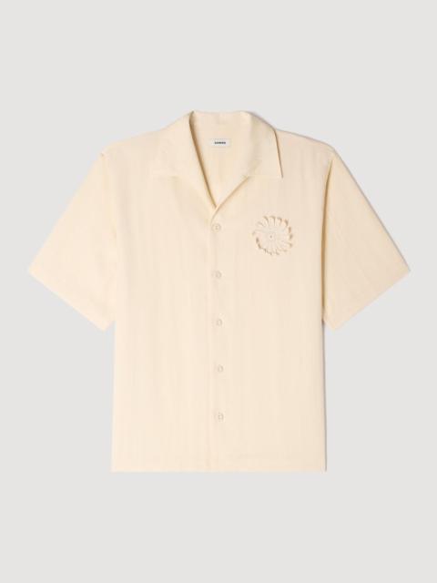 Sandro LOOSE-FIT FLORAL CROCHET SHIRT