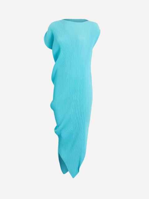 ISSEY MIYAKE LEAF PLEATS Light Blue Midi Dress