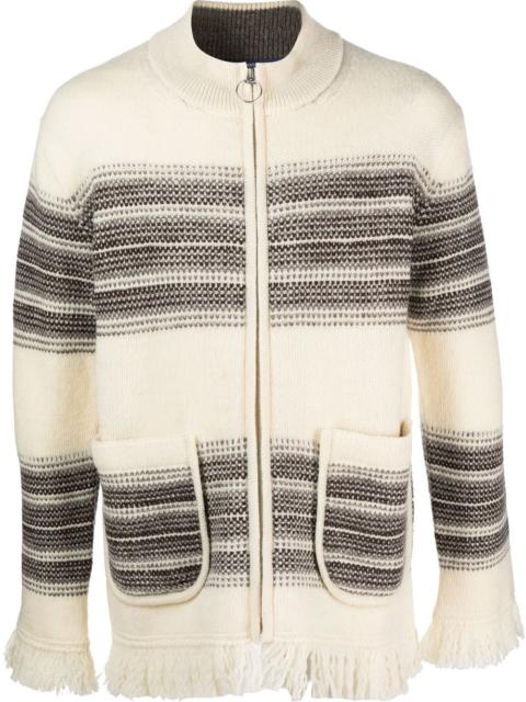 Junya Watanabe MAN stripe-pattern zip-up cardigan
