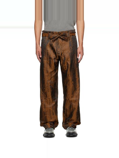 NICHOLAS DALEY Brown Graphic Trousers