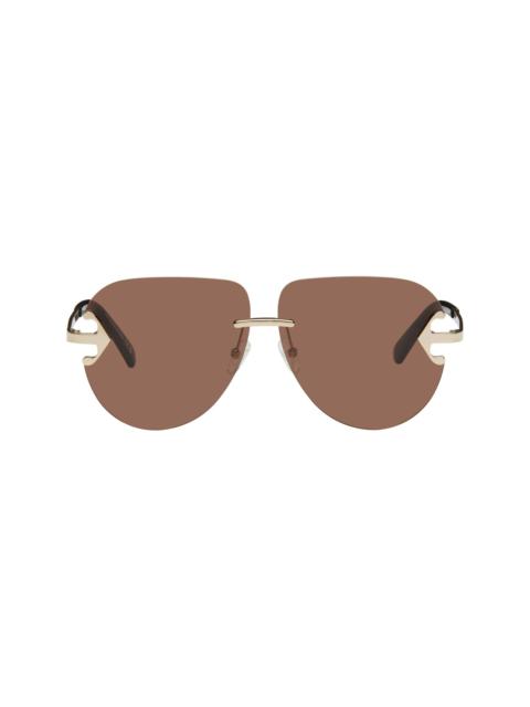Off-White Gold & Brown Alexandria Sunglasses