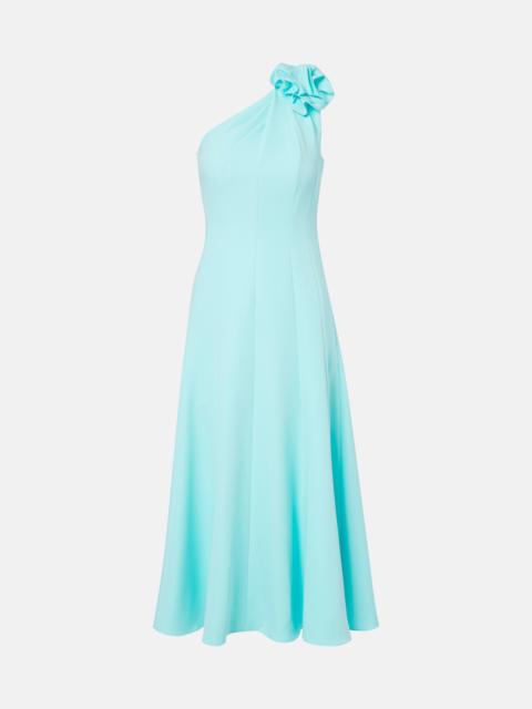 ROLAND MOURET Floral-appliqué one-shoulder cocktail dress