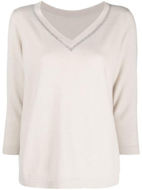 FABIANA FILIPPI V-neck metallic trim jumper