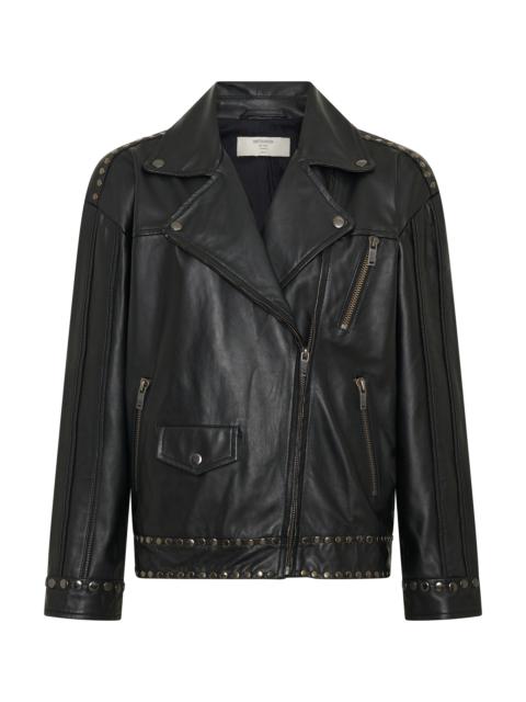 ONE TEASPOON Biker Studded Zipped Leather Jacket - Black