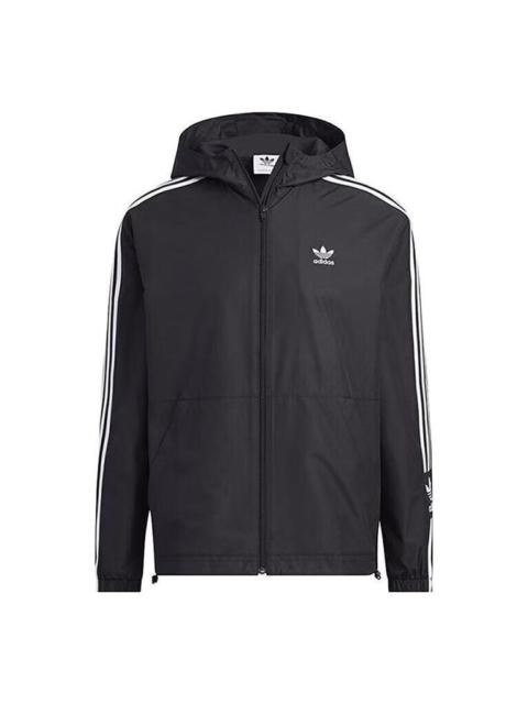 adidas Adicolor 3-stripes Windbreaker Full Zip Jacket 'Black' IK8673