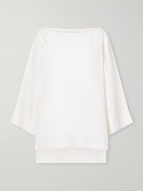 The Row Junia oversized linen blouse White