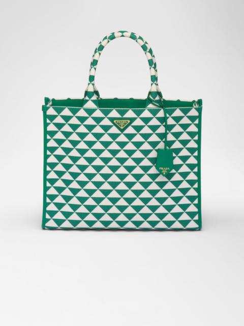 Prada Large Prada Symbole embroidered fabric handbag