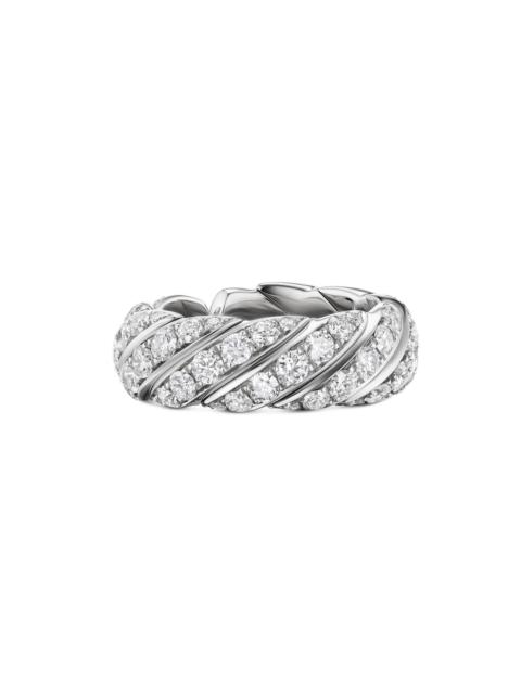 DAVID YURMAN Women's Sculpted Cable Flex Band Ring in 18K White Gold - Diamond