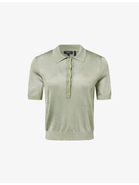 Theory Short-Sleeve Fine-Knit Polo Shirt
