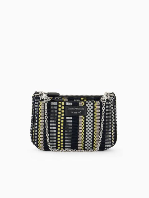 EMPORIO ARMANI Double mini shoulder bag in basketweave