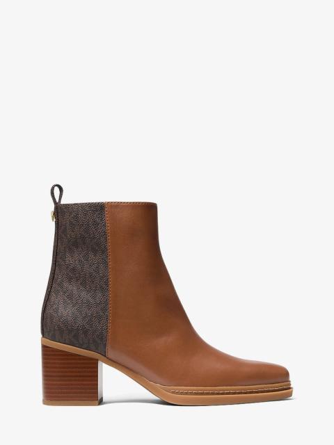 MICHAEL KORS Lex Leather and Signature Logo Boot