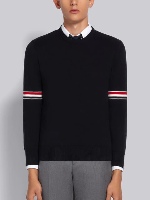 Thom Browne Navy Cotton Milano Stitch Stripe Armband Crewneck Pullover