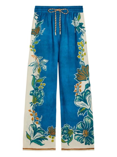 ALÉMAIS Luca floral-print wide-leg linen trousers