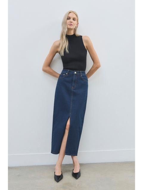 KAREN MILLEN Petite Forever Denim 5 Pocket Midi Pencil Skirt