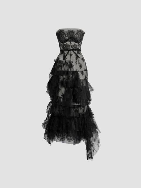 Erdem PLEATED LACE BUSTIER MIDI DRESS