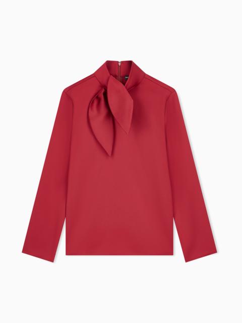 EMPORIO ARMANI UNLINED SHIRT IN TECHNO TWILL WITH BACK ZIPPER AND HOOK