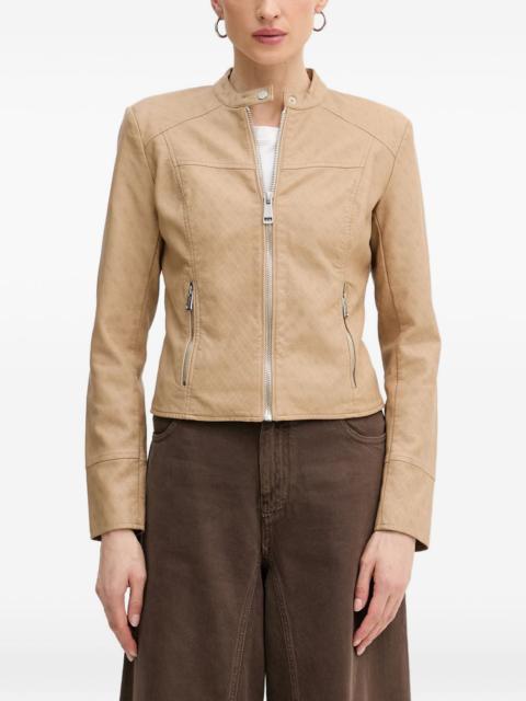 GUESS USA monogram-print zip-up jacket