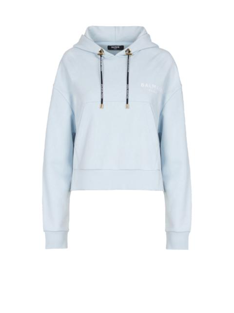 Balmain Eco-designed cotton sweatshirt with flocked Balmain logo
