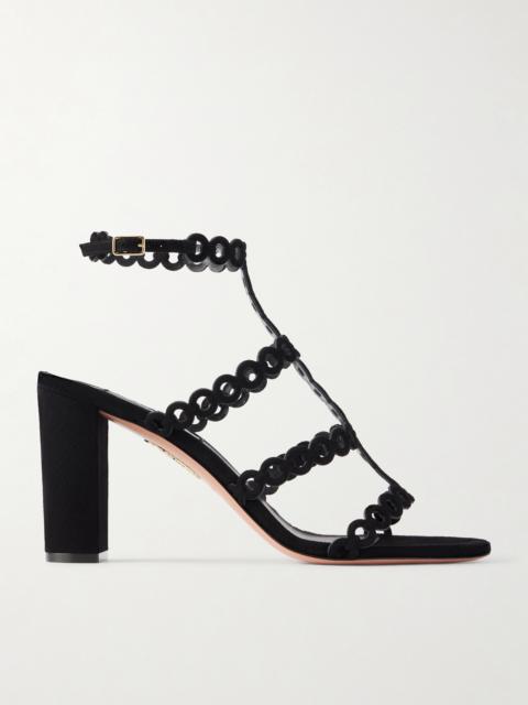 AQUAZZURA Infinity Chain 85 Cutout Suede Sandals